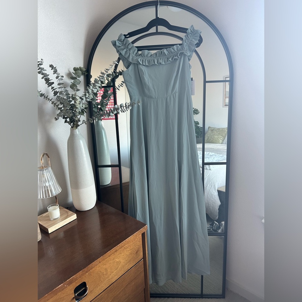 Astr The Label Sage Green Ruffle Maxi Dress